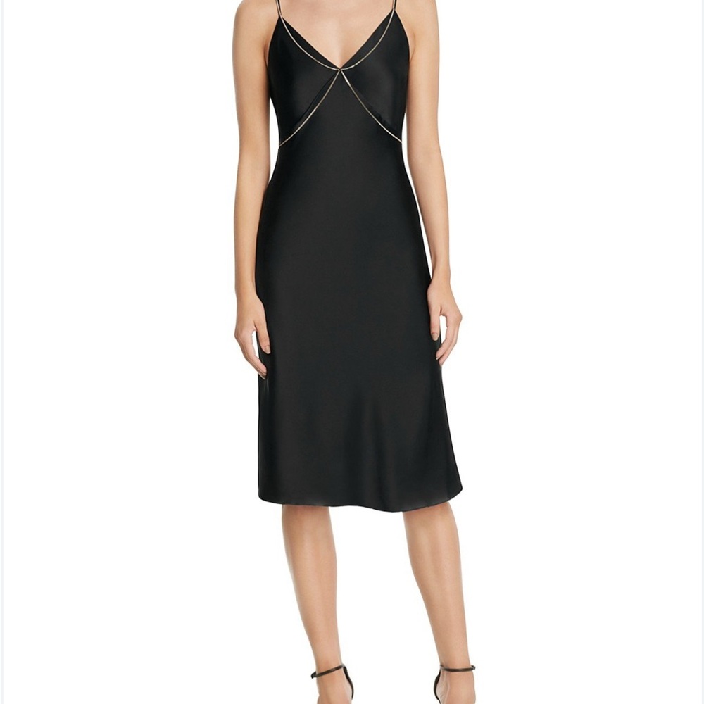 Bailey 44 Black Slip Dress with Chains